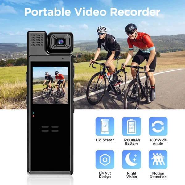 Portable Body Camera with Audio Recording, 1.3