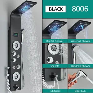 Black Nickel LED Shower Panel  Shower Column